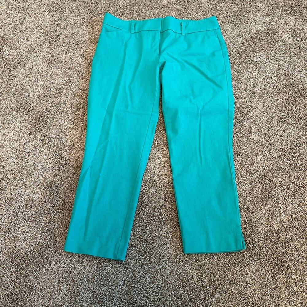 Teal Straight-Leg Crop Pants Capris Size 10 Women